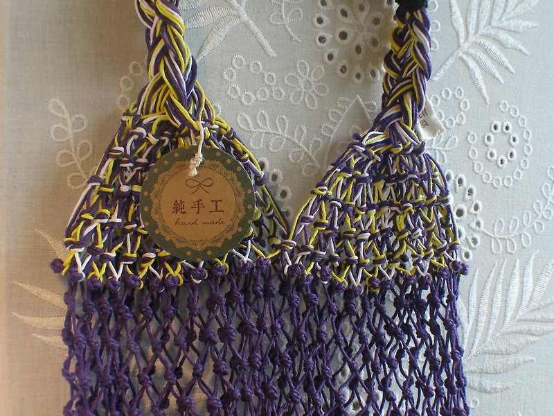 手工编织 ( 大环保麻袋 )  / 神秘紫色系列 /保温瓶／酒袋／饮料／礼物 - 随行杯提袋/水壶袋 - 棉．麻 
