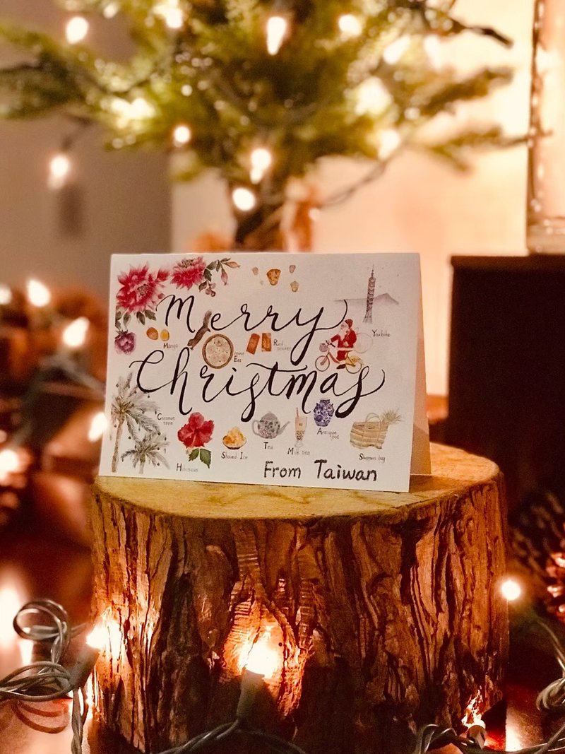 Taiwan themed Christmas card - 卡片/明信片 - 纸 红色