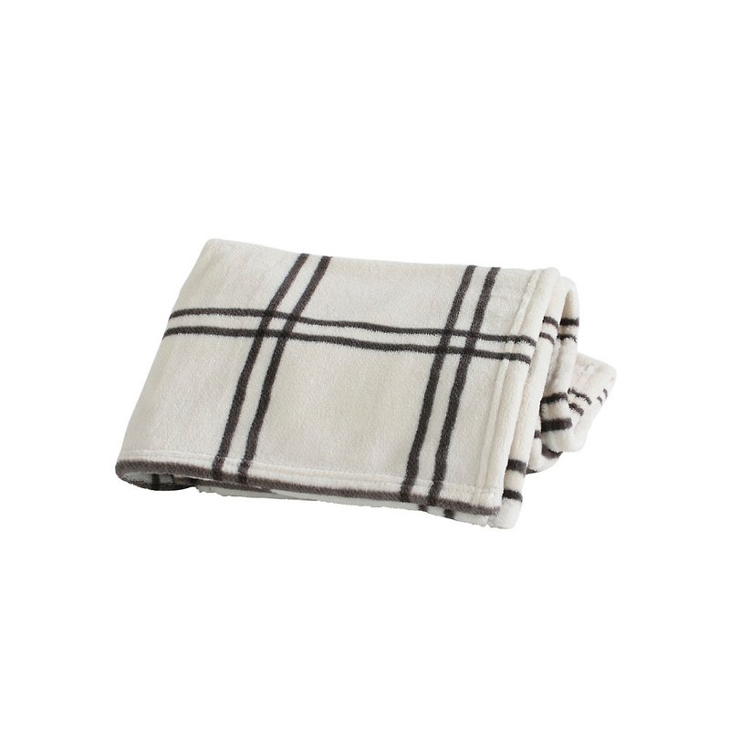 【SPICE】日本进口松软毛毯(大) - 米色咖啡线条 - 被子/毛毯 - 聚酯纤维 白色