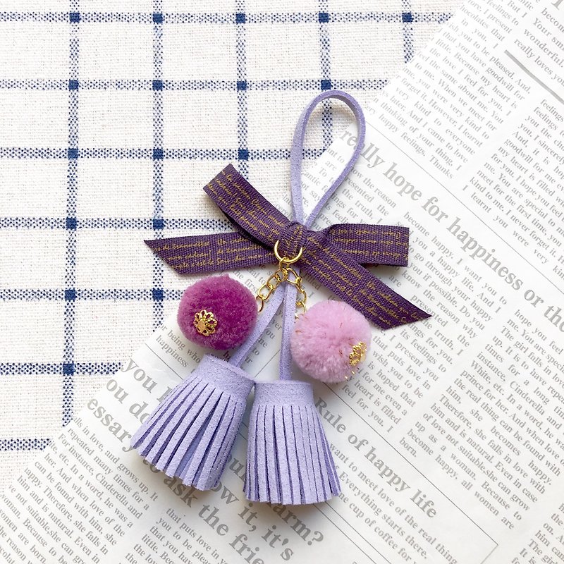 麂皮流苏毛球挂饰 /紫 - 钥匙链/钥匙包 - 其他材质 紫色