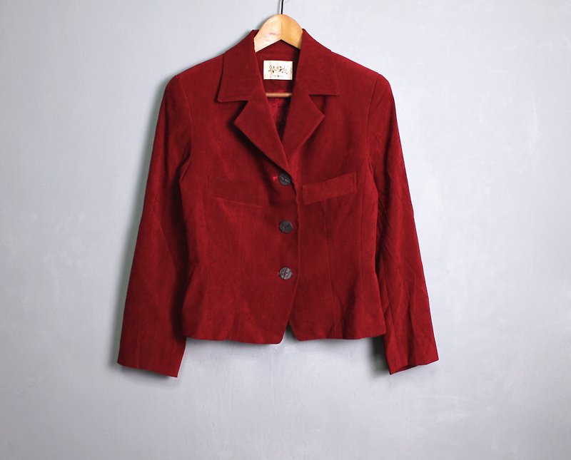 FOAK古着 仕女红双口袋西装外套 - 女装休闲/机能外套 - 其他材质 