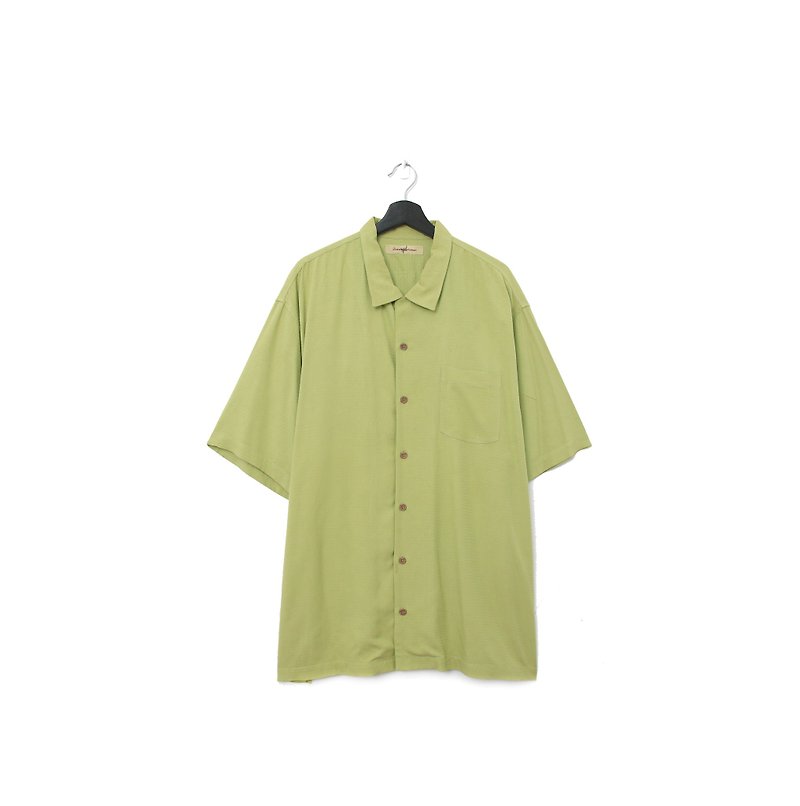 Back to Green- 夏威夷衬衫 抹茶 线条压纹 /vintage shirts - 男装衬衫 - 丝．绢 