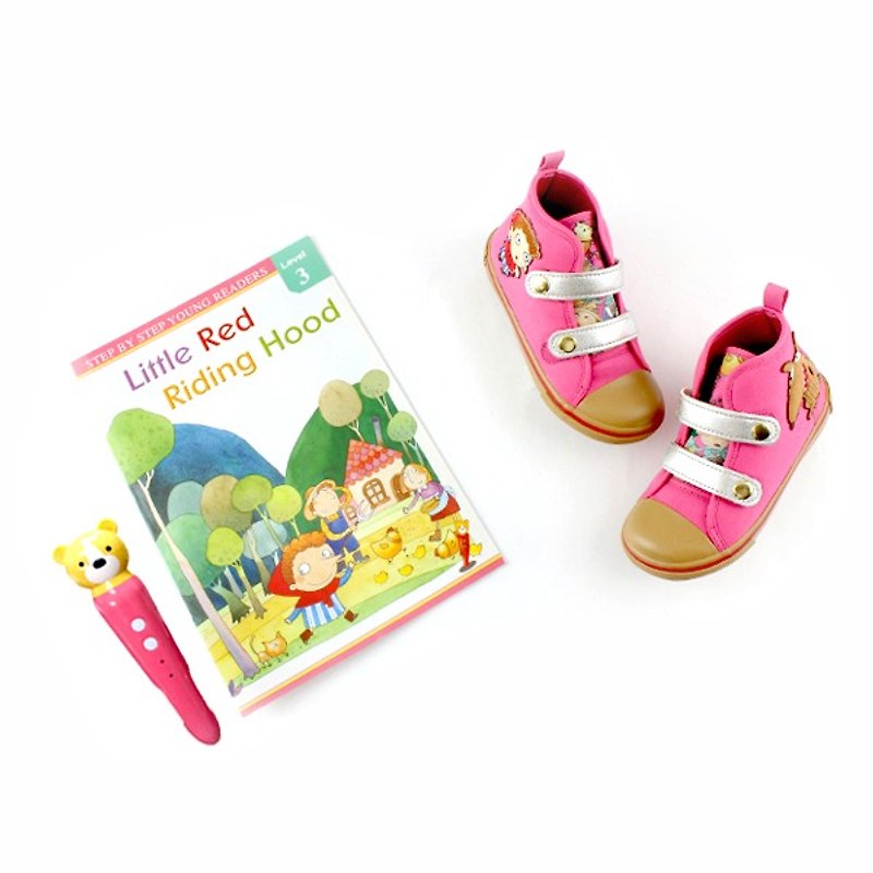 故事短筒靴 – 粉色小红帽与大野狼(超值组合鞋+套书) - 童装鞋 - 其他材质 粉红色