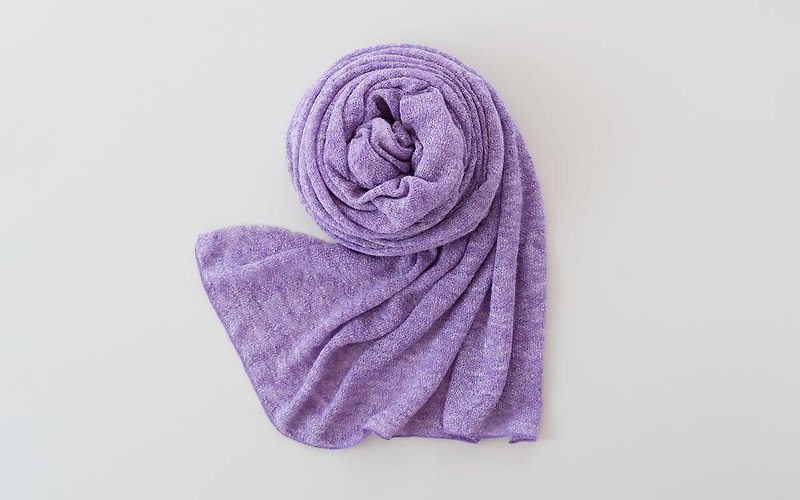 リネンニットストール　ライトパープル - 丝巾 - 棉．麻 紫色
