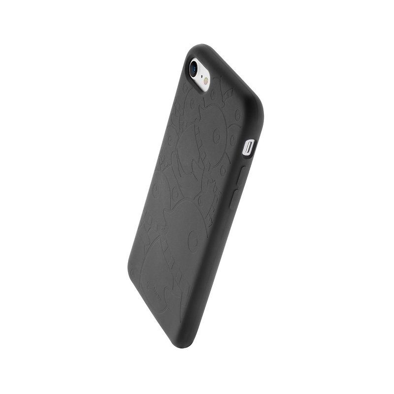 Bone / iPhone 8 / 7 超纤公仔背壳 - 企鹅 (墨黑) - 手机壳/手机套 - 硅胶 黑色