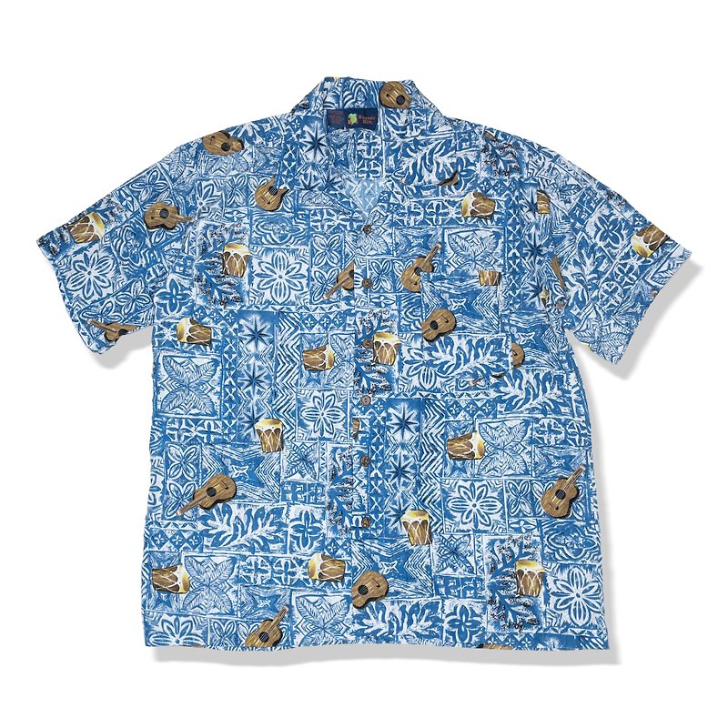 【有関古着选物】Roundy Bay 夏威夷衬衫 - 男装衬衫 - 聚酯纤维 蓝色