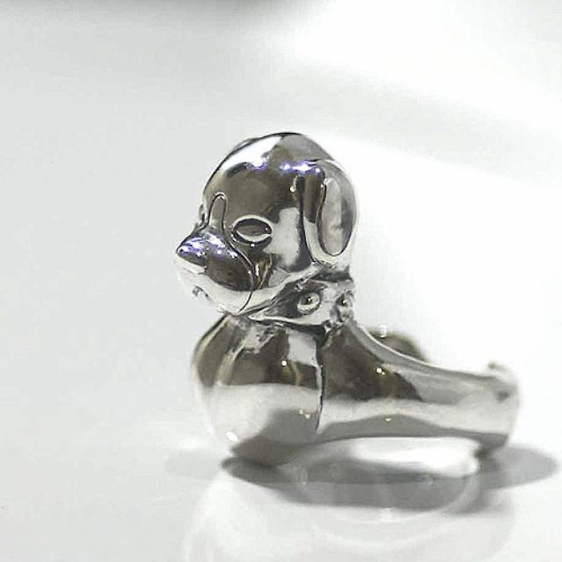 子犬の肖像リング - 戒指 - 其他金属 银色
