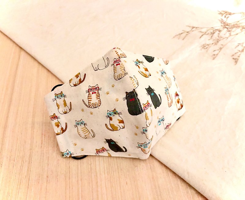 【SGS安心检验】手作布花系列 - 日系布口罩 ( 猫绘款 ) - 口罩 - 棉．麻 多色