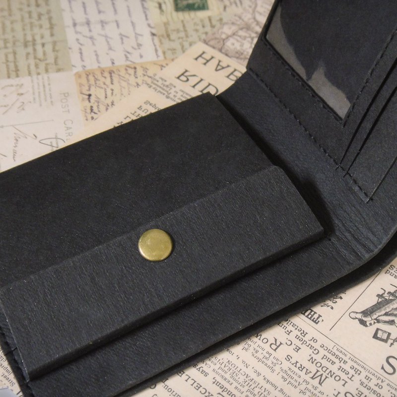 (极简) 3卡相片零钱 短夹 皮夹 纯粹 水洗牛皮纸 定制化 圣诞礼物 - 皮夹/钱包 - 纸 黑色
