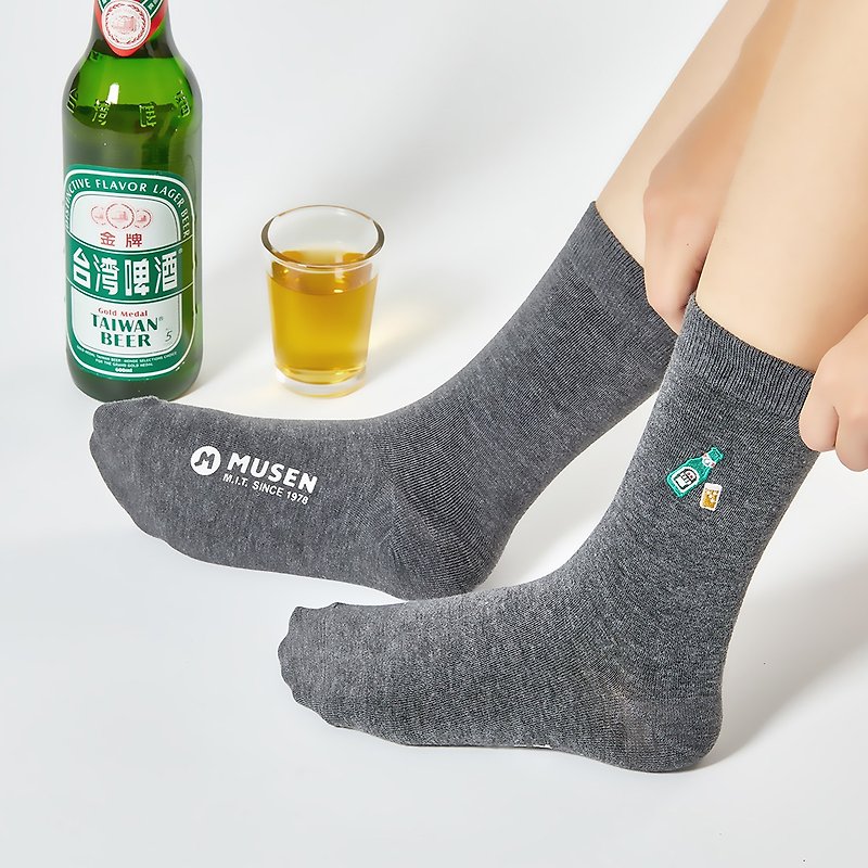 刺绣袜-啤酒Beer 长袜|中筒袜|男女同款 - 袜子 - 棉．麻 