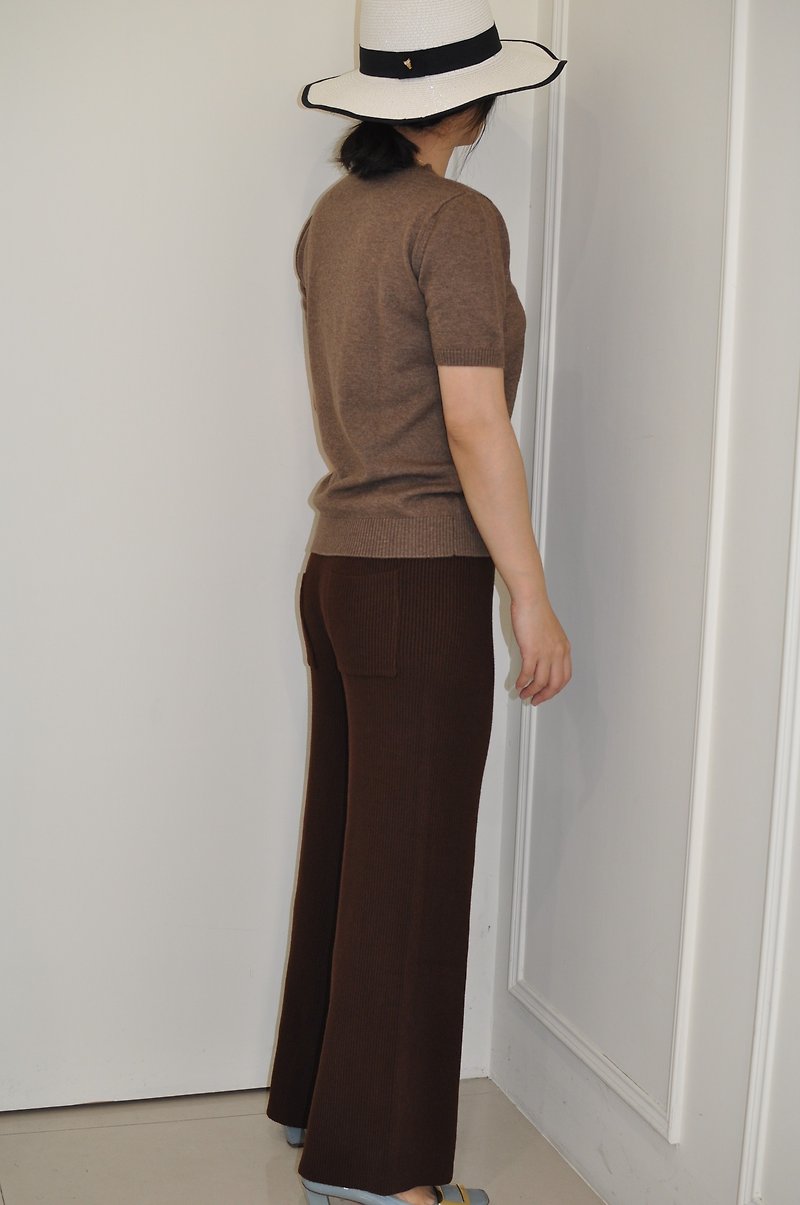 Flat 135X台湾设计师系列 咖啡色 上衣裤子 针织套装 重磅针织裤 - 洋装/连衣裙 - 棉．麻 咖啡色