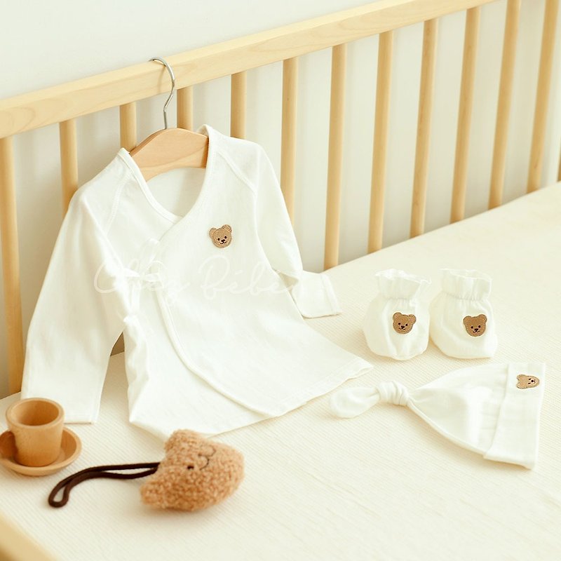 韩国Chezbebe 经典小熊婴儿纯棉三件服饰(含上衣+婴儿帽+袜套) - 玩具/玩偶 - 棉．麻 
