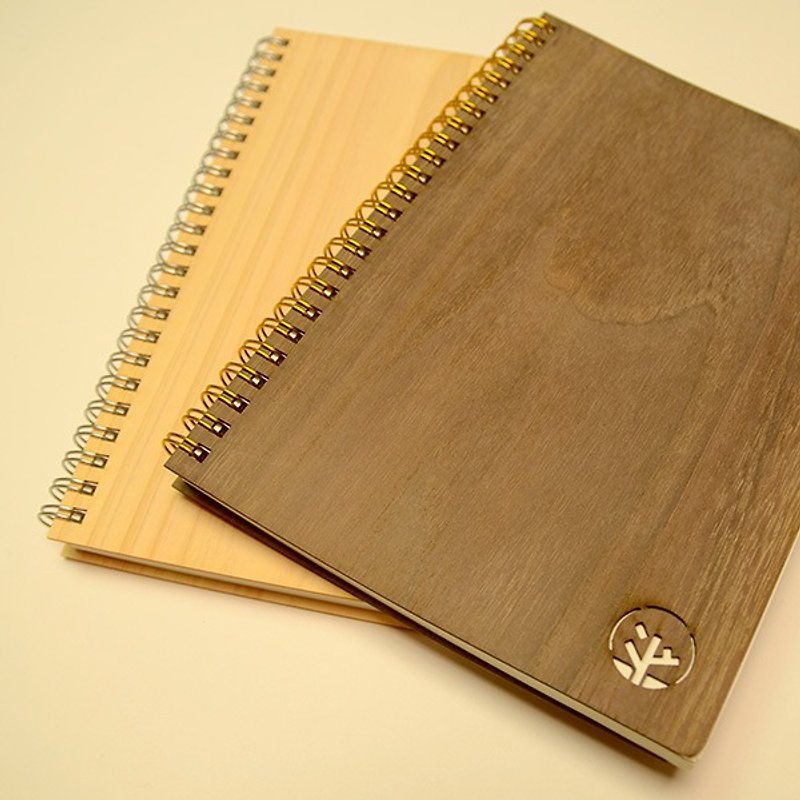 无垢线圈笔记本、可加购定制雷刻、树书皮、空白页 - 笔记本/手帐 - 木头 