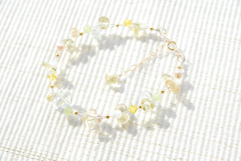 半宝石 手链/手环 黄色 - Spring color nylon coat wire bracelet Mimosa 14kgf