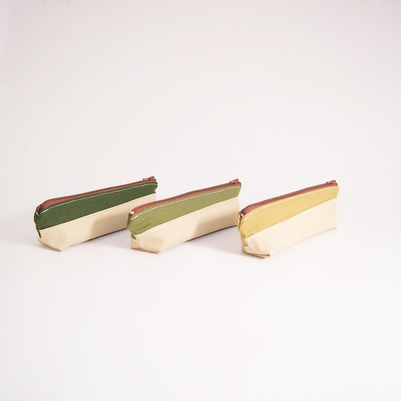 手工抹茶布笔袋(船型) – 深绿 / 叶绿 / 黄绿 - 铅笔盒/笔袋 - 棉．麻 绿色