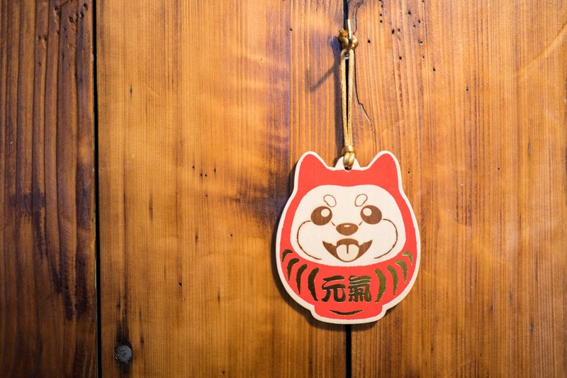 木头 卡片/明信片 红色 - 木质明信片-元气柴犬