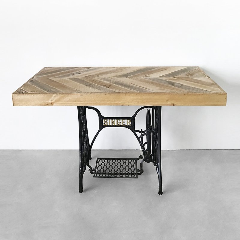 复古工业 鱼骨拼裁缝车桌 CU034 - 其他家具 - 木头 咖啡色