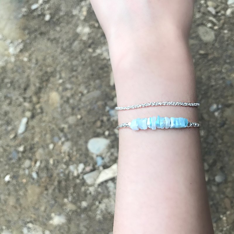 简约拉利玛海纹碎碎银手环 - 手链/手环 - 宝石 蓝色