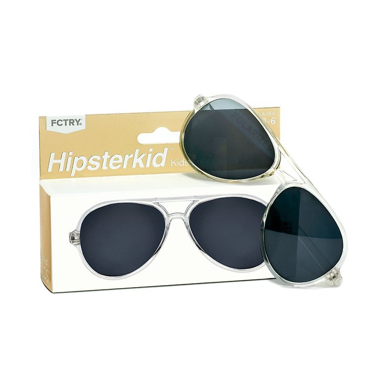 美国Hipsterkid 抗UV婴儿童太阳眼镜(附固定绳) - 奢华飞行员水晶 - 婴儿饰品 - 塑料 黑色