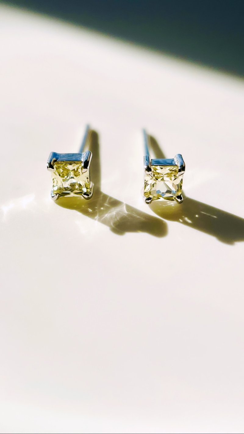 黄蓝宝耳钉 - 耳环/耳夹 - 宝石 黄色