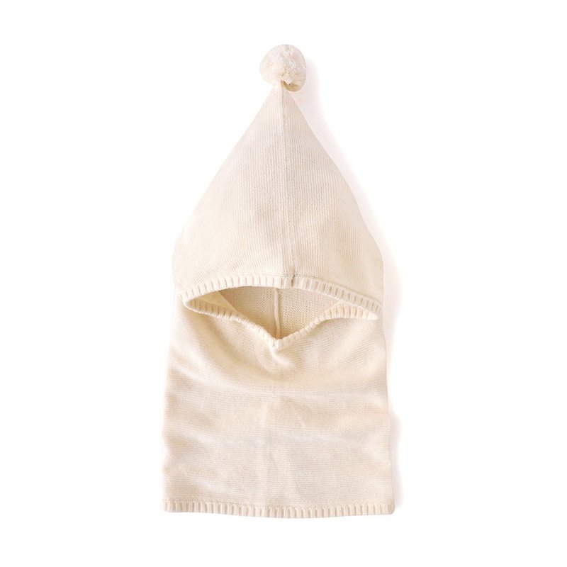 【SISSO有机棉】小球球针织围巾帽 - 童装上衣 - 棉．麻 白色