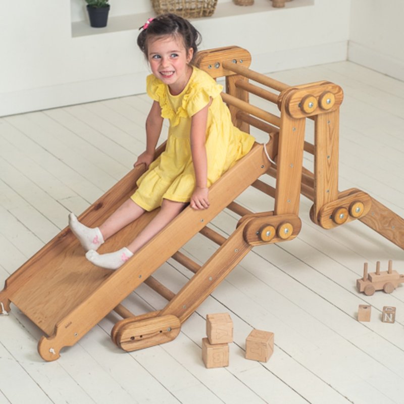 幼儿蒙特梭利攀爬玩具套装蛇梯 + 滑梯/攀爬坡道 - 儿童家具 - 木头 咖啡色
