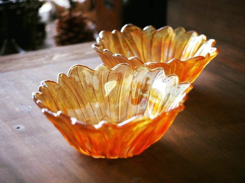 美国古董嘉年华玻璃碗 /冰淇淋碗/水果沙拉碗 J S - 碗 - 玻璃 橘色