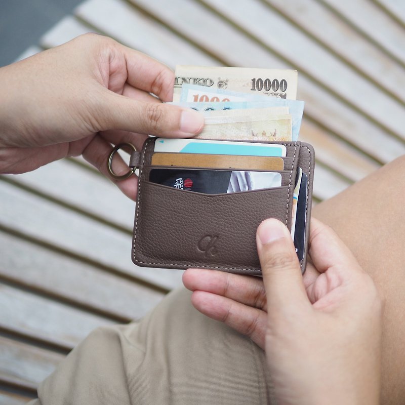 June (Warm taupe):  Multi-card holder, card case, slim wallet, Brown-grey wallet