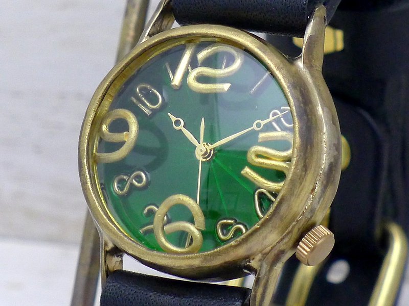 214B GR  On Time-B  GR(グリーン)文字盤 Mens Brass 手作り腕時計 - 女表 - 铜/黄铜 绿色