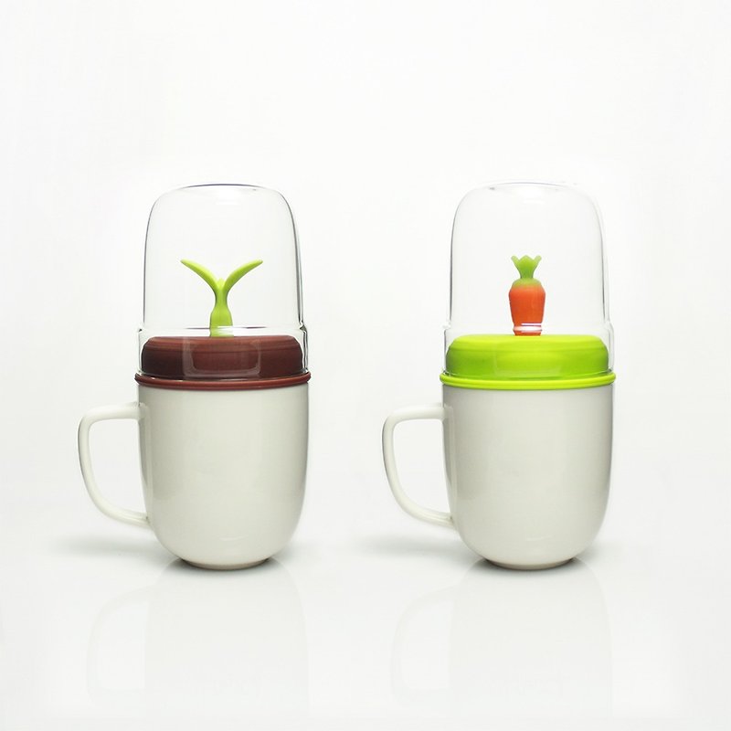 【情人节限定】dipper 1++ 双杯组-对杯组 (胡萝绿-白+嫩芽咖-白) - 咖啡杯/马克杯 - 其他材质 白色