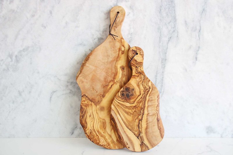 橄榄木两件组自然造型手把砧板(含手把) 红酒起司 面包 - 汤勺/锅铲 - 木头 