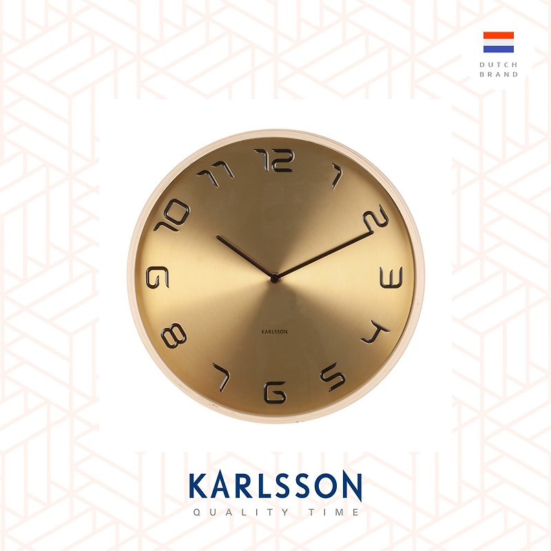 Karlsson, 黄铜色钟面木框挂钟 Wall clock Bent wood gold
