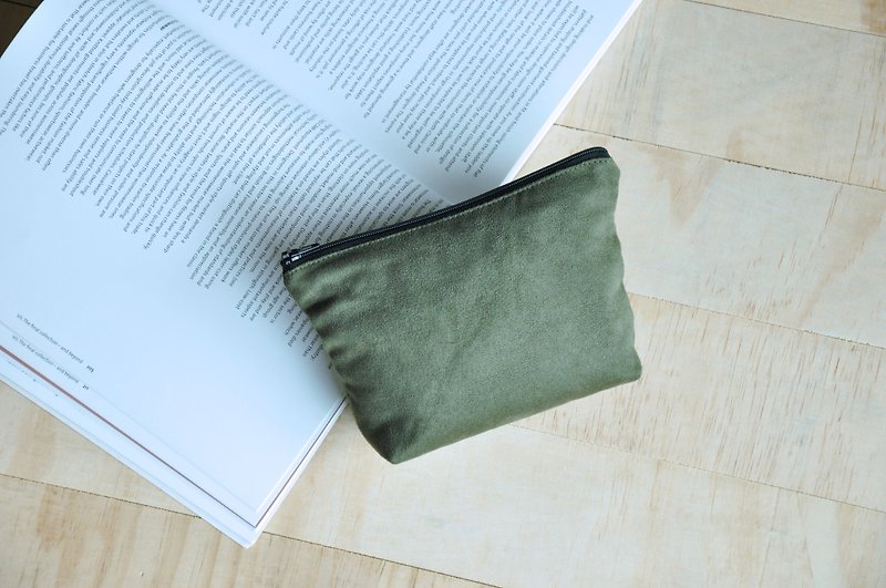 ENDURE/军绿色麂皮布料/小尺寸化妆包