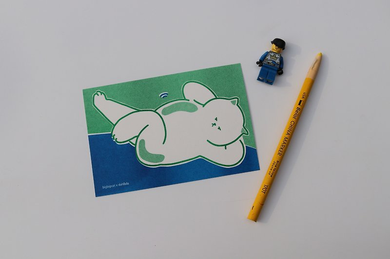 大猫明信片 - 腹部练习 - 卡片/明信片 - 纸 蓝色