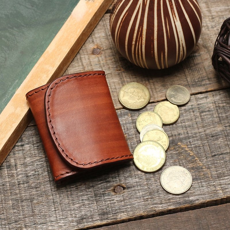 Crafted 零钱包∣木纹刷染植鞣牛皮革∣多色 - 零钱包 - 真皮 咖啡色