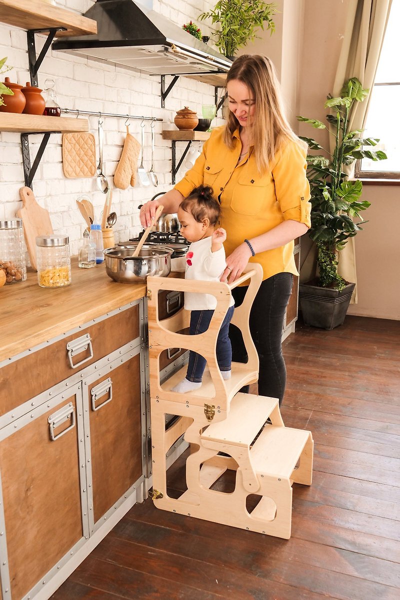儿童家具 木制助手塔 蒙台梭利 手工制作 - 儿童家具 - 木头 