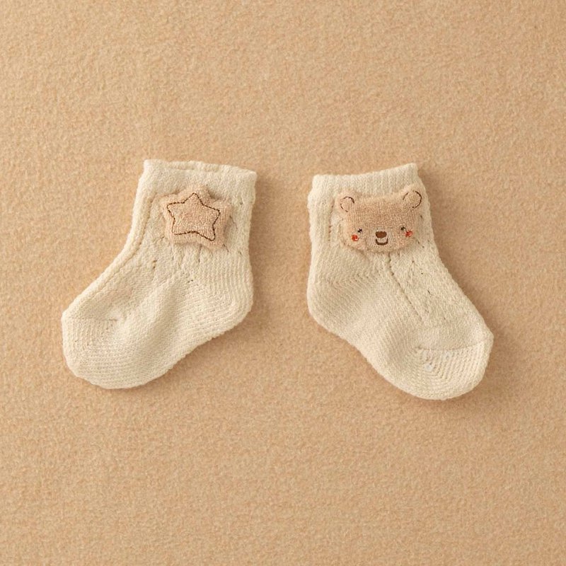 【Amorosa Mamma有机棉】婴儿袜(小熊图案) - 婴儿袜子 - 棉．麻 