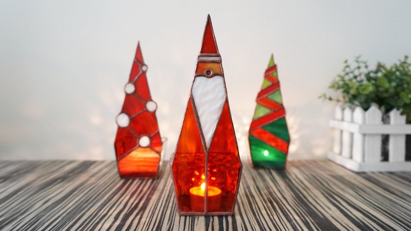 耶诞飨宴 烛台 容器 玻璃镶嵌 - 蜡烛/烛台 - 玻璃 红色
