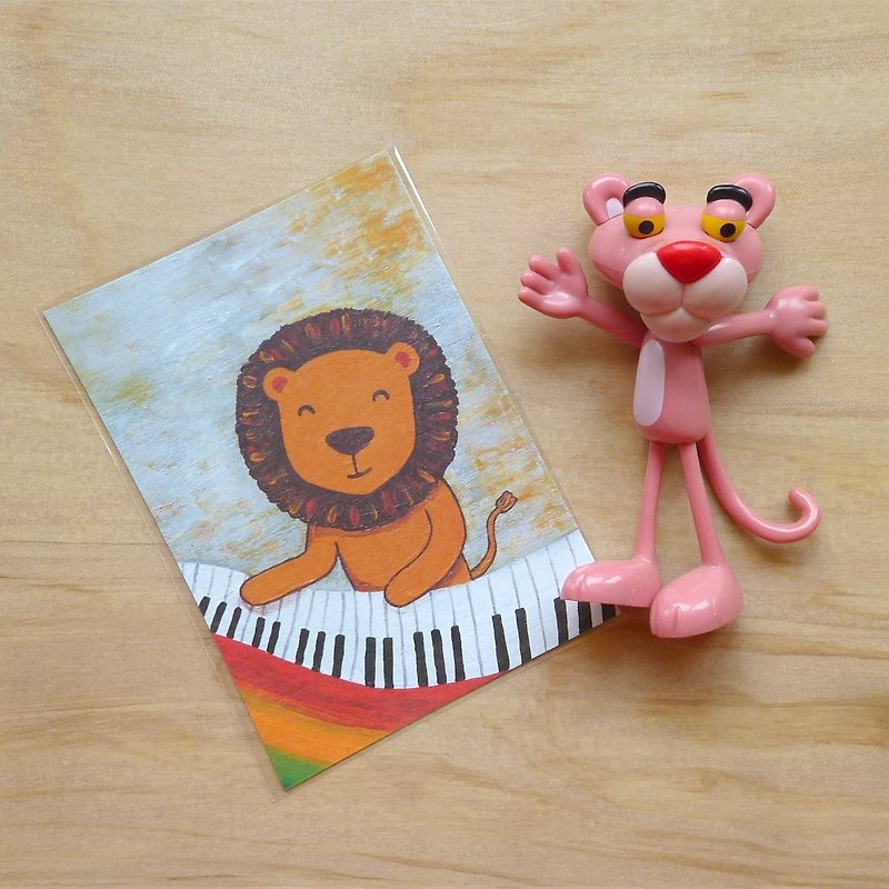明信片 ∣ 弹钢琴的狮子 - 卡片/明信片 - 纸 多色