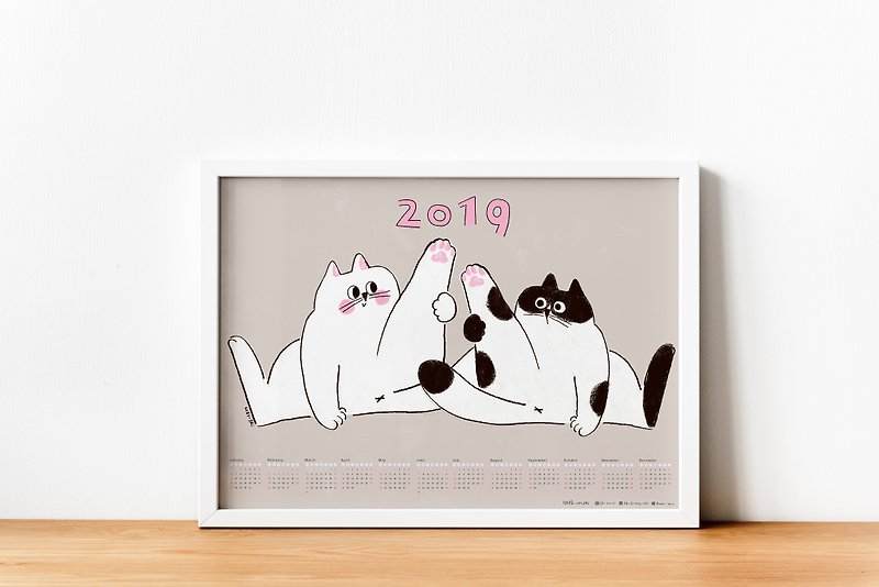 年年是猫年 2019年历海报 - 海报/装饰画/版画 - 纸 灰色