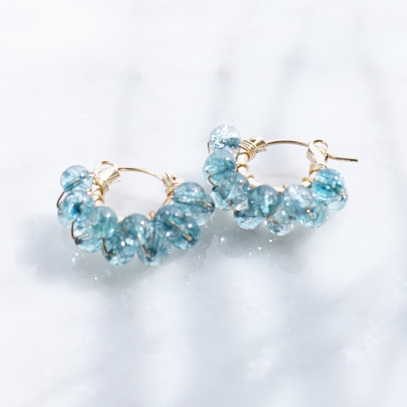 14kgf Spring Jerry multicolored quarz pierced earrings / clip on earrings BLU - 耳环/耳夹 - 宝石 蓝色
