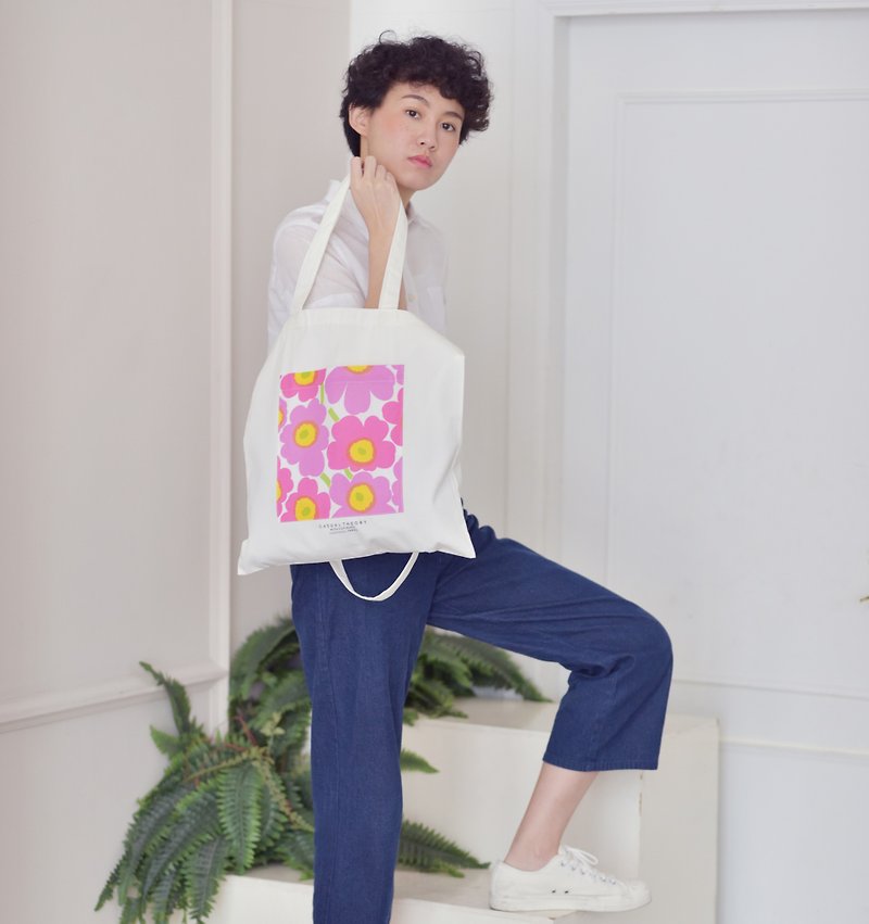 Marimekko Square Tote 手提袋 : Pink on White - 手提包/手提袋 - 其他材质 