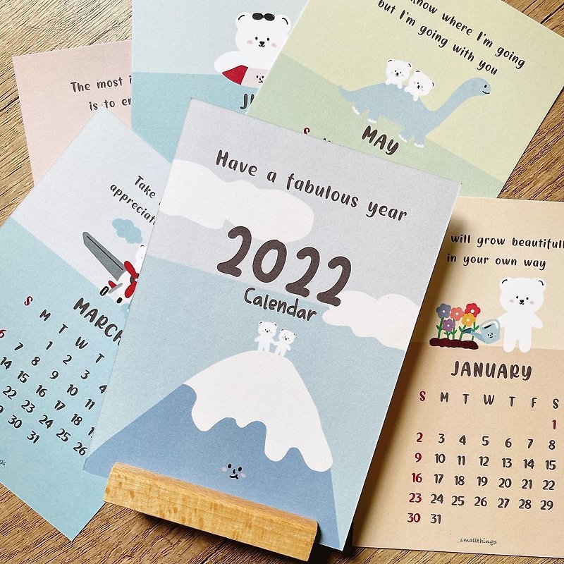 _smallthings  2022 Monthly Calendar 座台月历 - 年历/台历 - 纸 蓝色