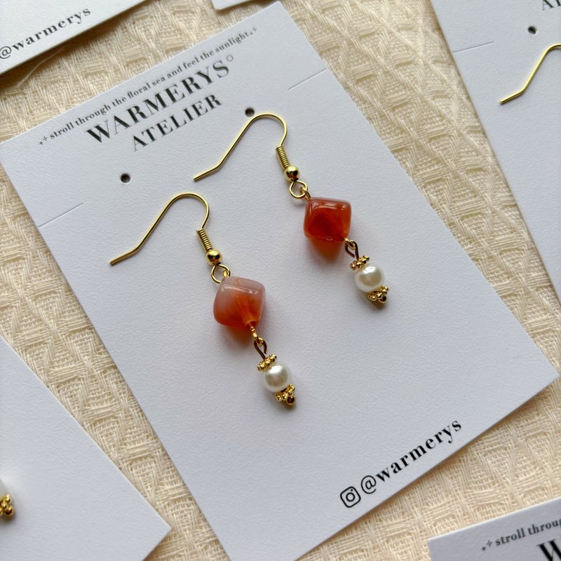 apricot cider earrings • 耳环 • 可转耳夹 - 耳环/耳夹 - 其他材质 橘色