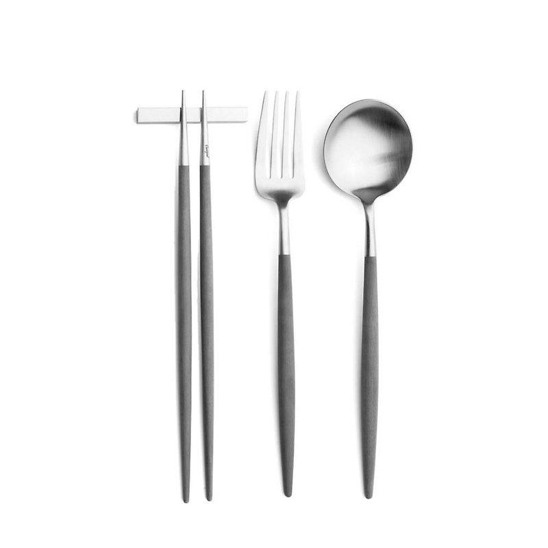 葡萄牙Cutipol GOA系列灰柄新主餐三件组(刀叉匙筷组) - 餐刀/叉/匙组合 - 不锈钢 灰色