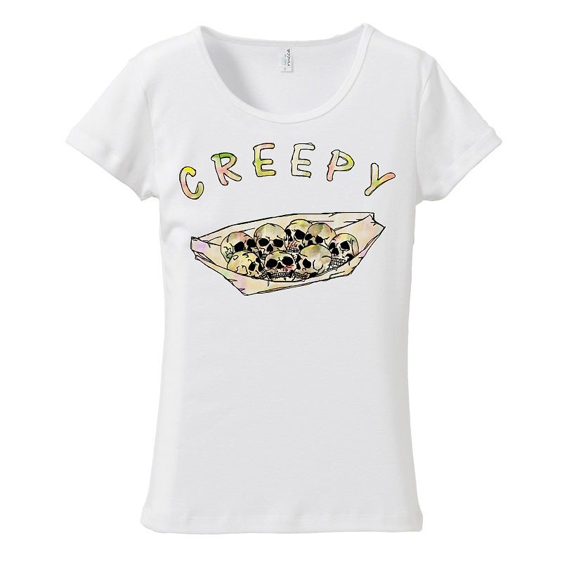 [レディースTシャツ] Creepy takoyaki - 女装 T 恤 - 棉．麻 白色