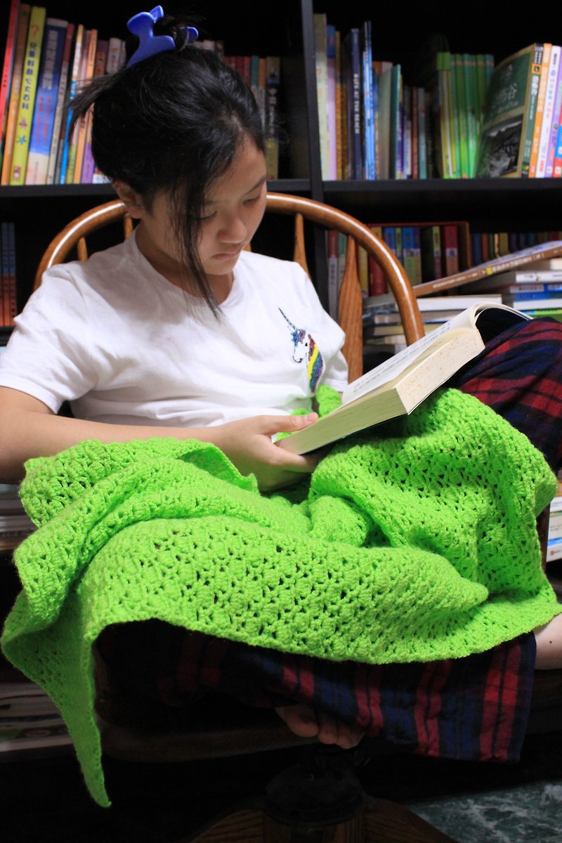 手工毛毯  青翠爽朗的绿色 - 被子/毛毯 - 棉．麻 