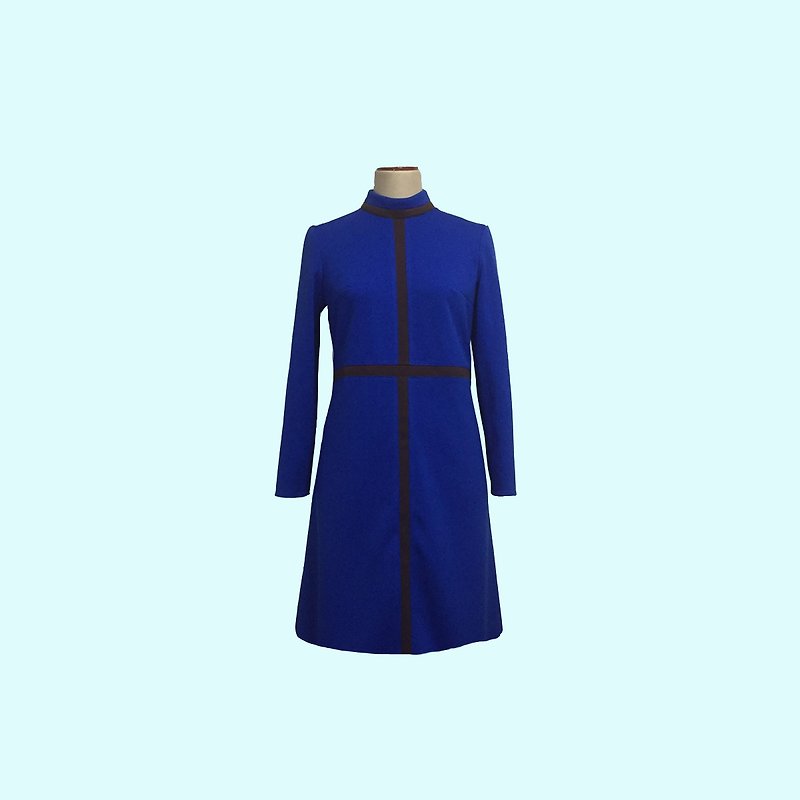 retro one-piece dress brigitte - 洋装/连衣裙 - 聚酯纤维 蓝色