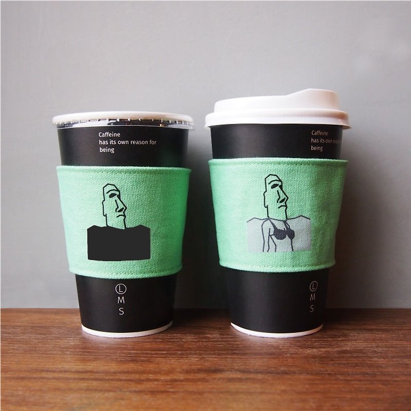 YCCT 好持杯套 - 清新绿小魔女 - 咖啡 - 棉．麻 绿色