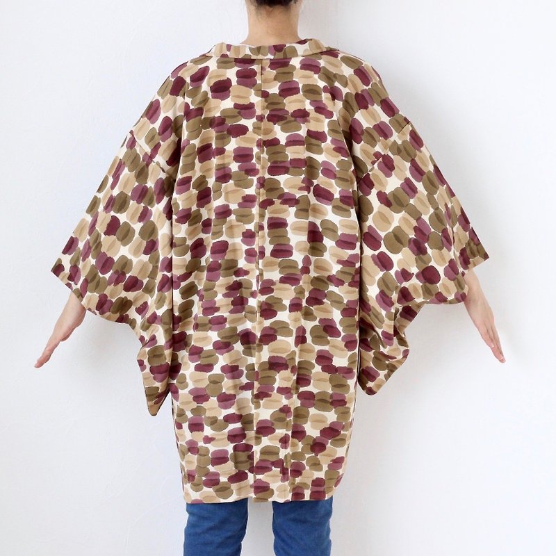 abstract kimono, Japanese kimono, kimono jacket, authentic kimono /3820 - 女装休闲/机能外套 - 聚酯纤维 咖啡色